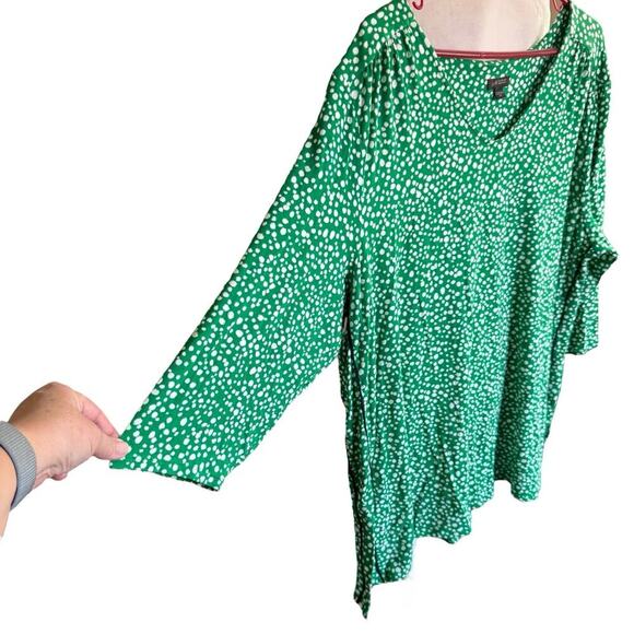 J Jill Wearever Collection Top Green Polkadot 2XL XXL Relaxed Comfortable Boxy - Picture 3 of 8